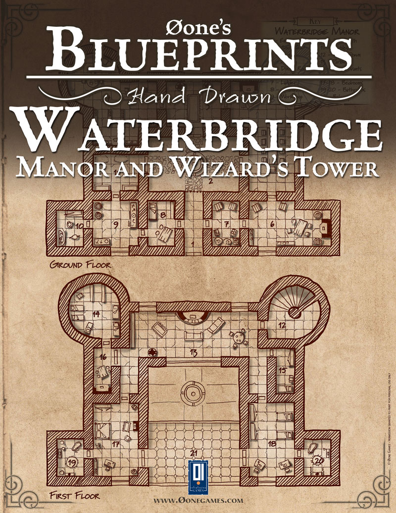 Øone's Blueprints - Hand Drawn - Waterbridge: Manor and Wizard’s
