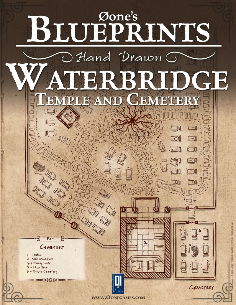 Øone's Blueprints - Hand Drawn - Waterbridge: Temple and Cemeter